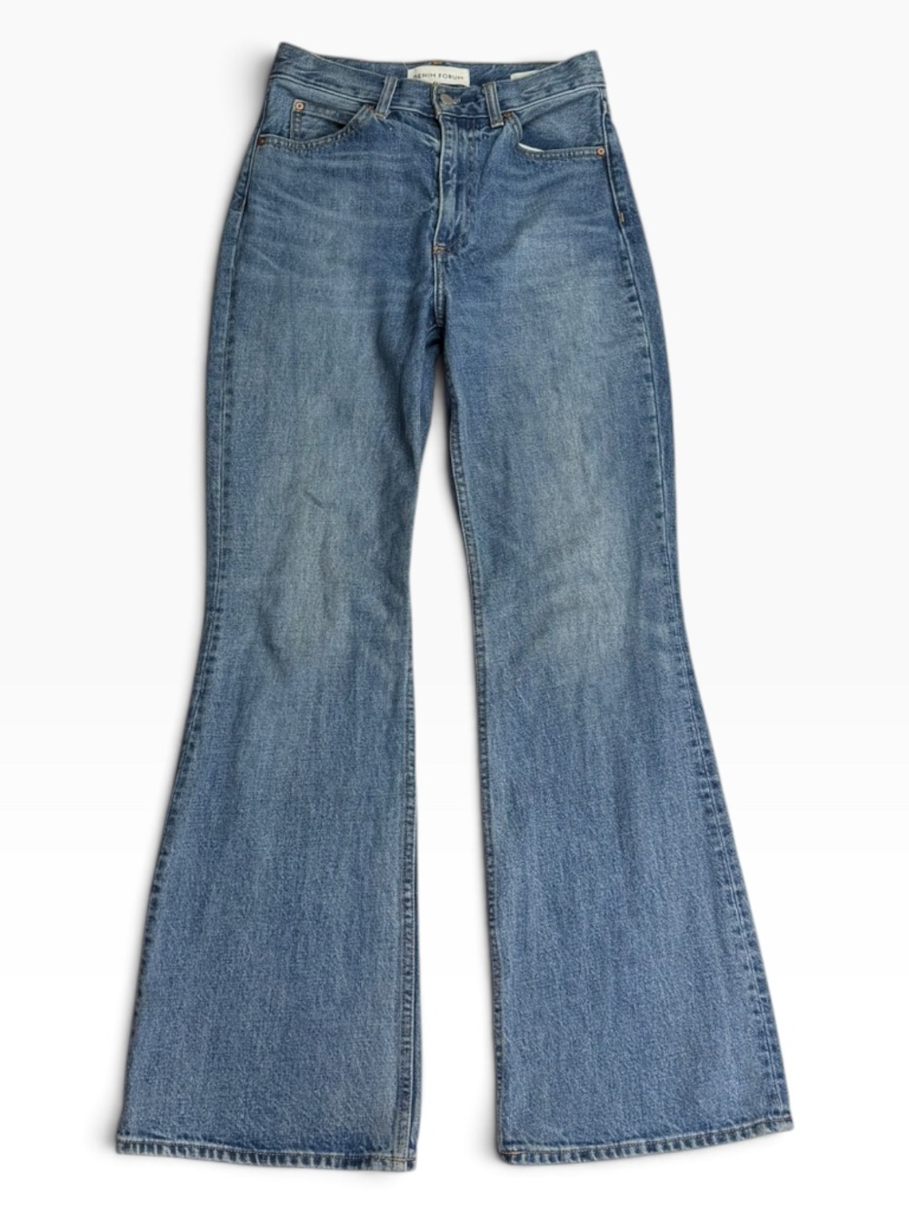 Denim Forum Marlene '60s High Rise Flare Jeans 26 30L Light Wash